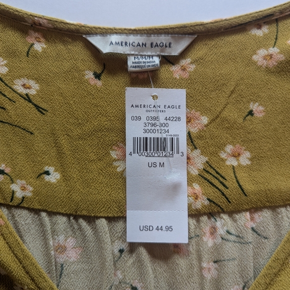 American Eagle Outfitters Yellow Ruched Floral Dress - Picture 2 of 2